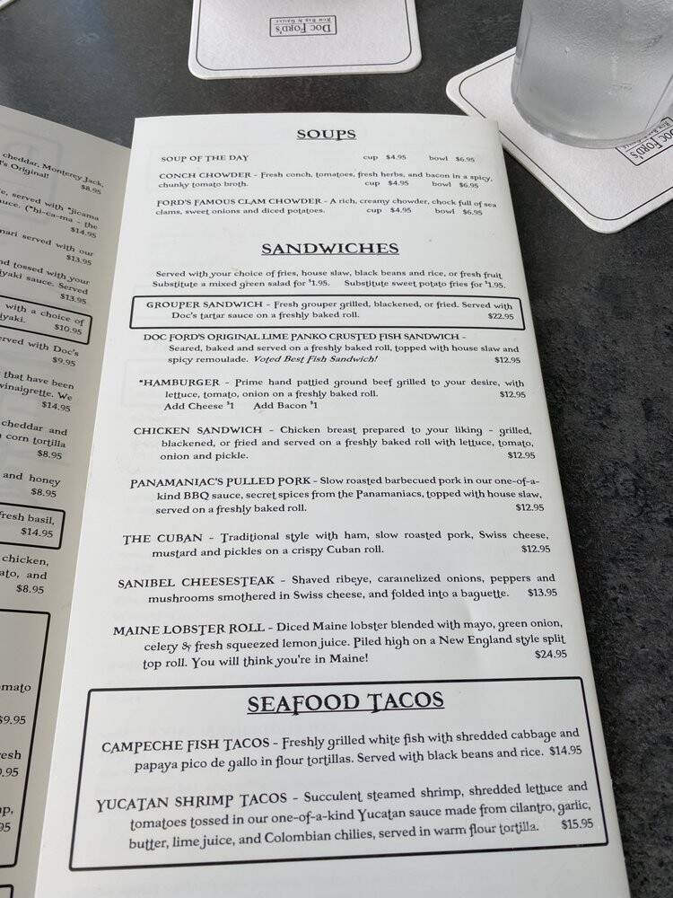 Doc Ford's Rum Bar and Grille - St. Petersburg, FL menu_pic