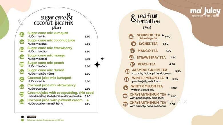 Ma Juicy - Westminster, CA menu_pic