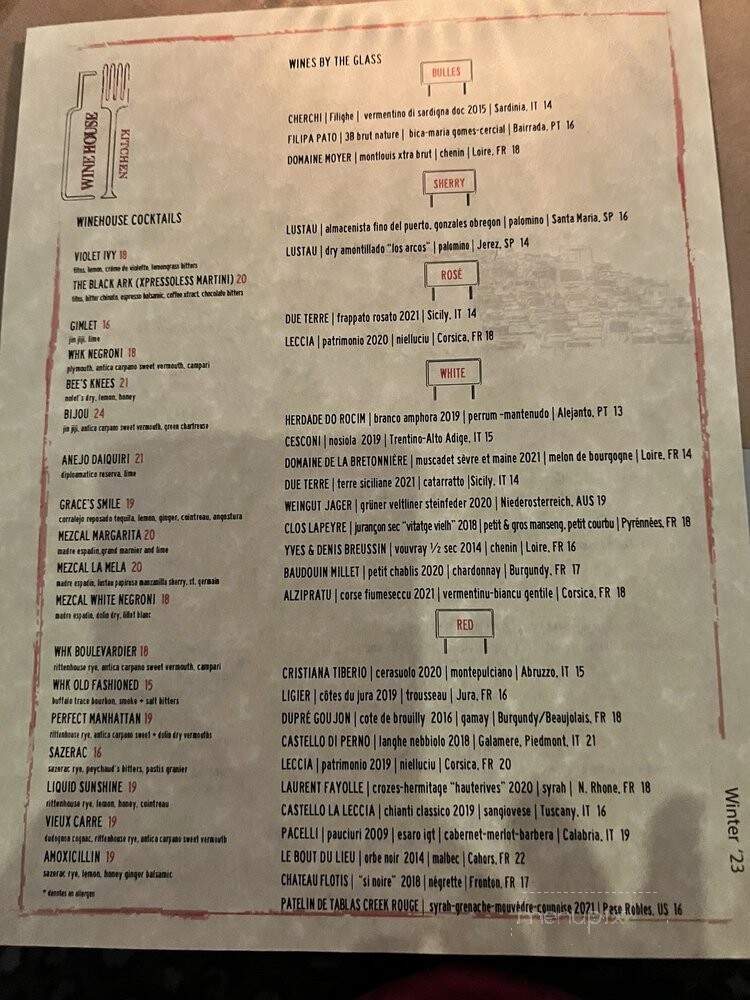 Wine House Kitchen - Los Angeles, CA menu_pic
