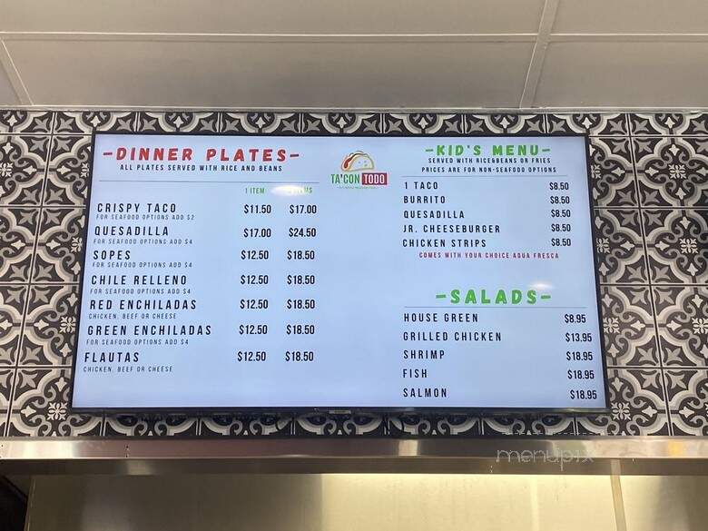 Ta'Con Todo - Livermore, CA menu_pic