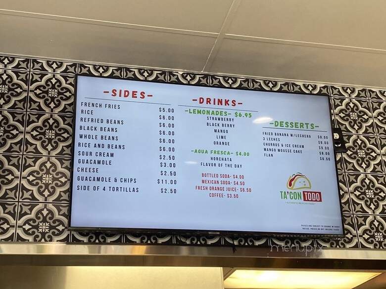 Ta'Con Todo - Livermore, CA menu_pic