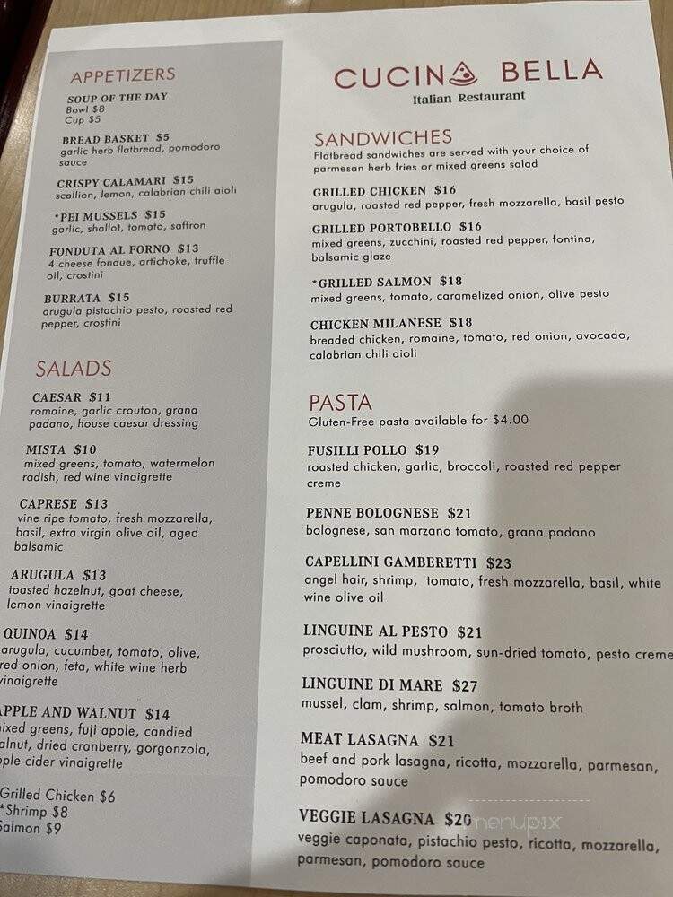 Cucina Bella - Denver, CO menu_pic