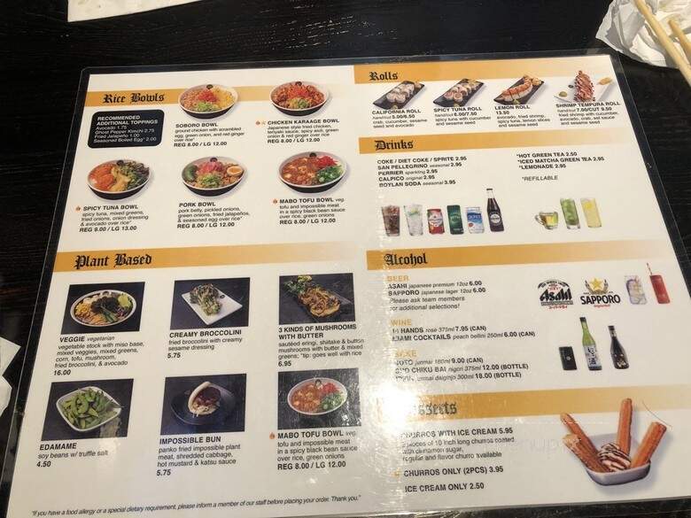 Silverlake Ramen - Los Angeles, CA menu_pic