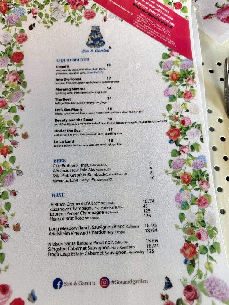 Son & Garden - Palo Alto, CA menu_pic