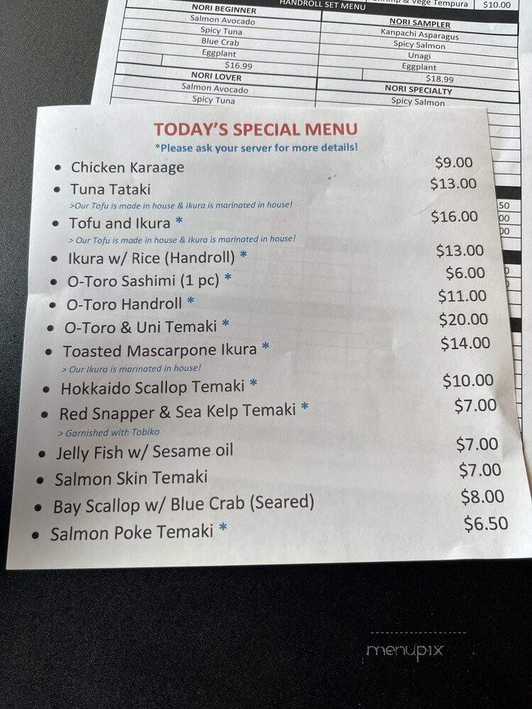 The Nori - Las Vegas, NV menu_pic