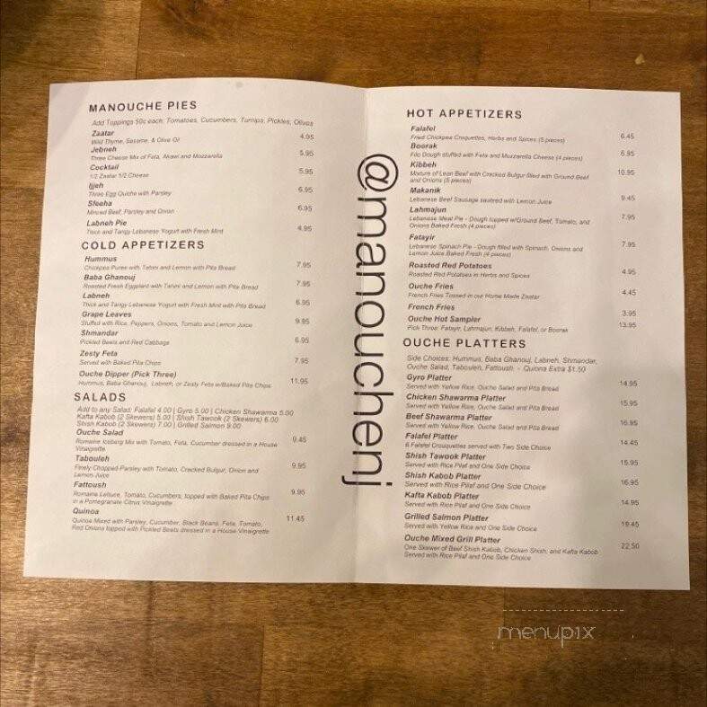 Manouche - Bloomfield, NJ menu_pic