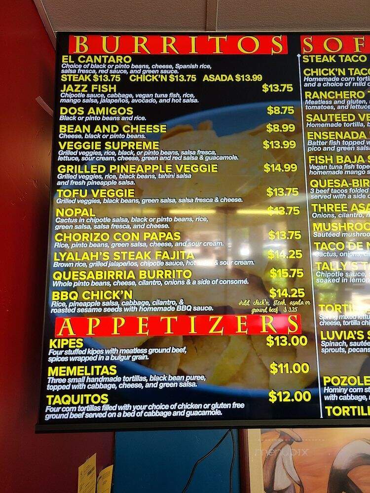 El Cantaro - Sacramento, CA menu_pic