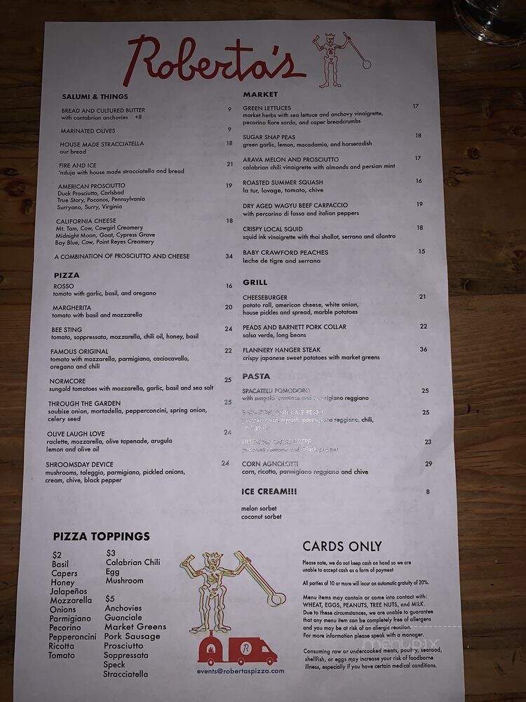 Roberta's - Culver City, CA menu_pic