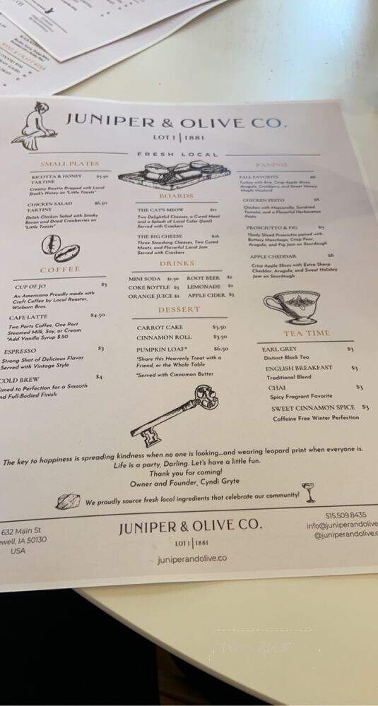 Juniper & Olive Co - Jewell, IA menu_pic