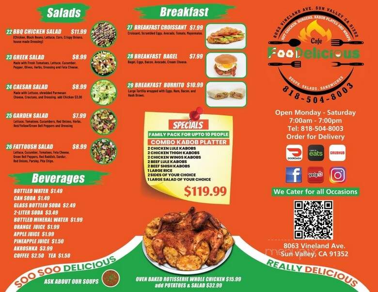Cafe FooDelicious - Sun Valley, CA menu_pic