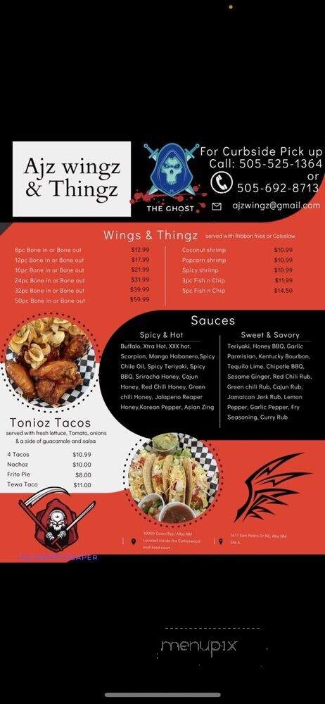 AJ'z Wingz & Thingz - Albuquerque, NM menu_pic