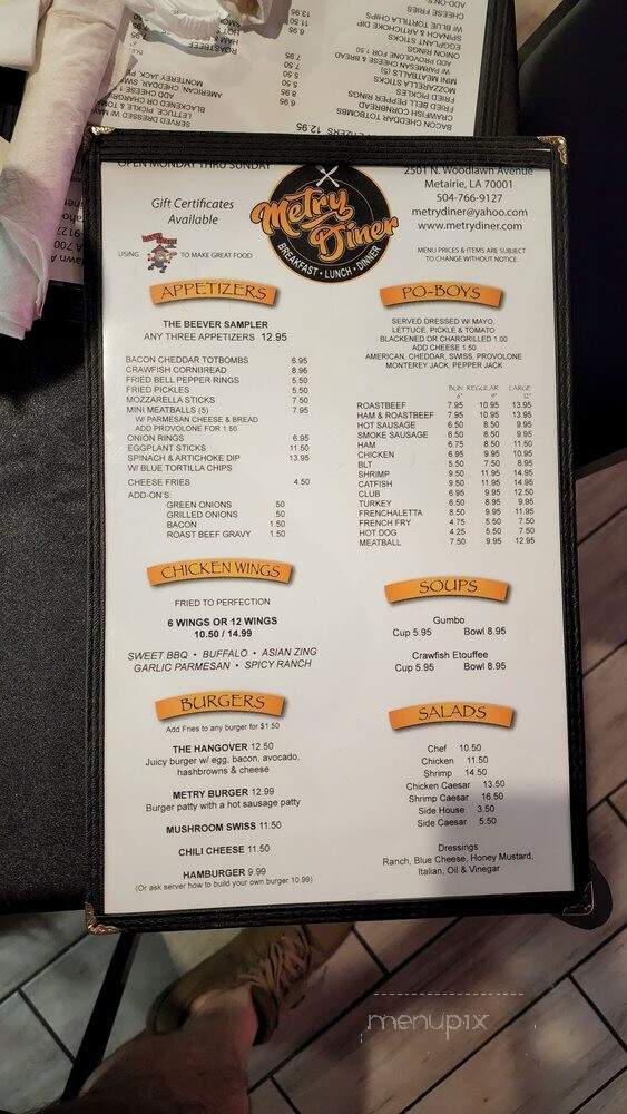 Metry Diner - Metairie, LA menu_pic