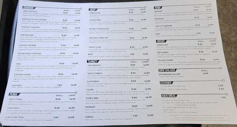 Tubs Gourmet Subs - Bothell, WA menu_pic