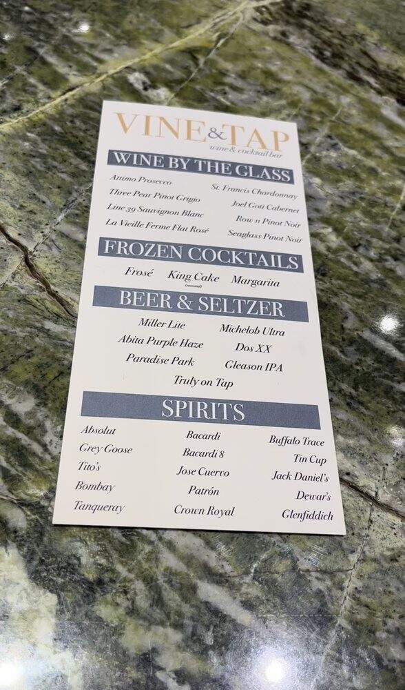 Vine & Tap Wine & Cocktail Bar - Metairie, LA menu_pic