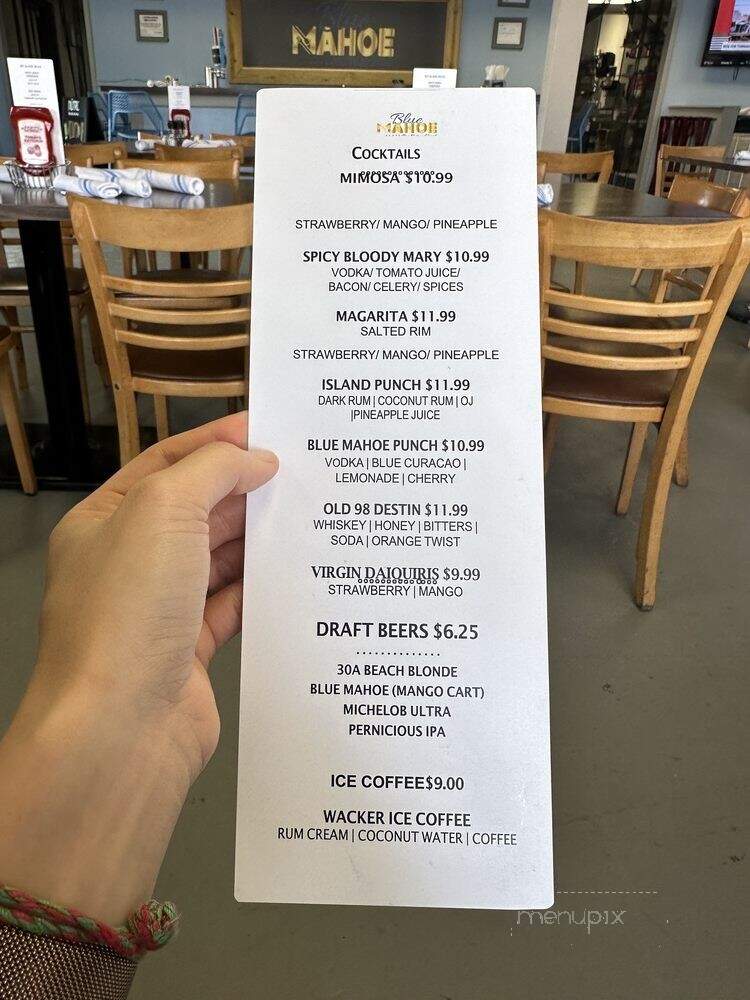Blue Mahoe - Destin, FL menu_pic