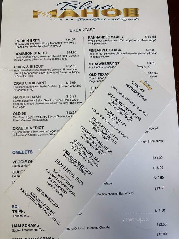 Blue Mahoe - Destin, FL menu_pic