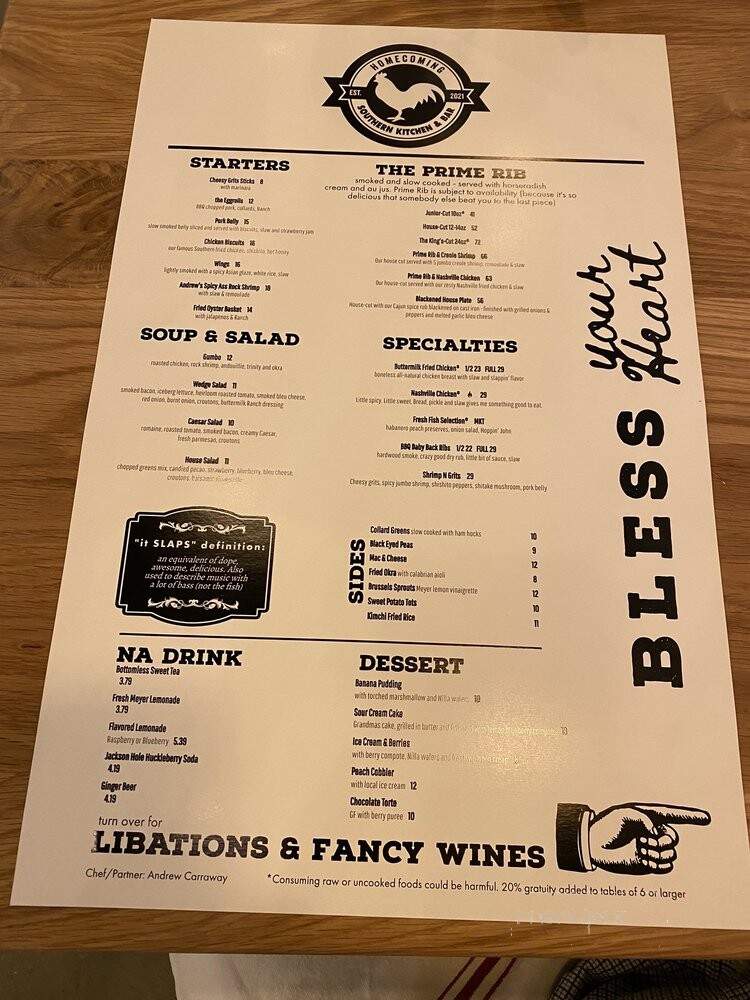 Homecoming Southern Kitchen & Bar - Salt Lake City, UT menu_pic