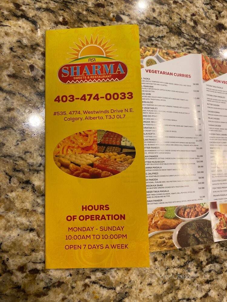 Sharma Sweets & Restaurant - Calgary, AB menu_pic