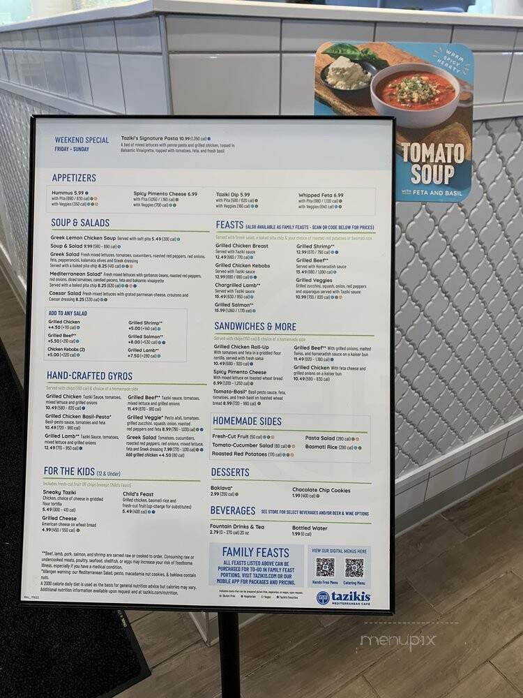 Taziki's Mediterranean Cafe - Holly Springs, NC menu_pic