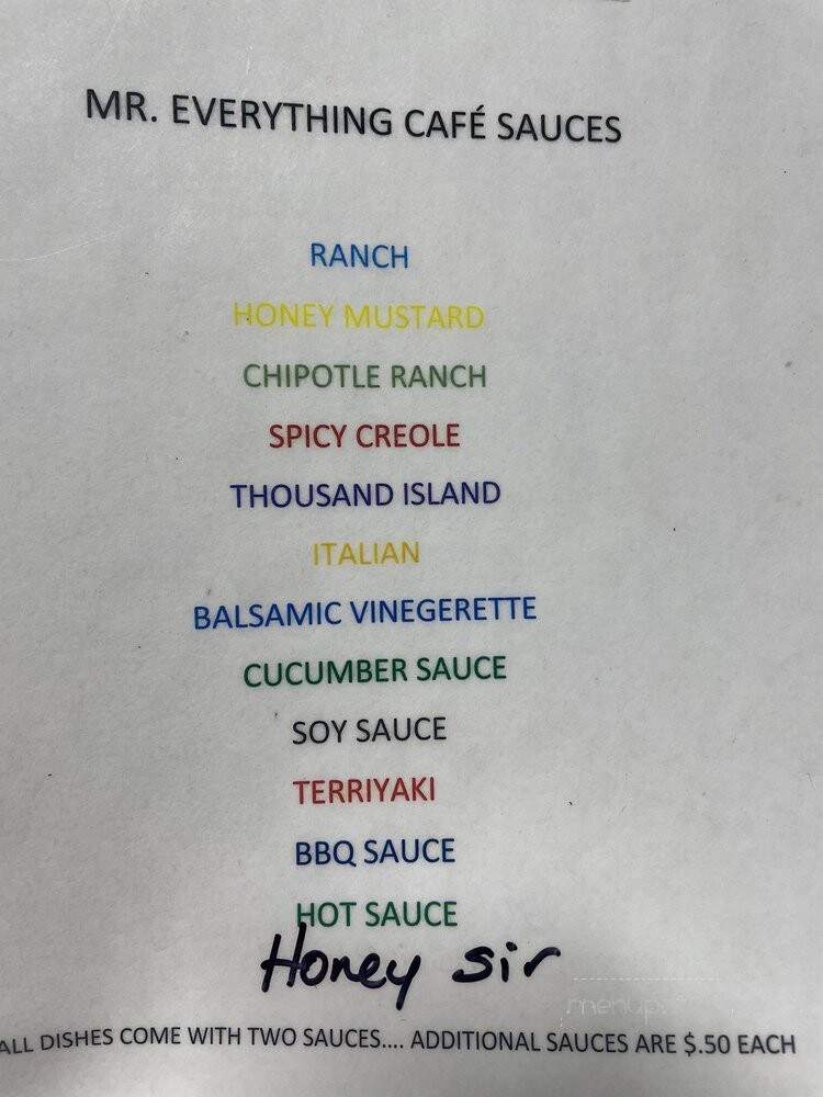 Mr. Everything Cafe - Fayetteville, GA menu_pic