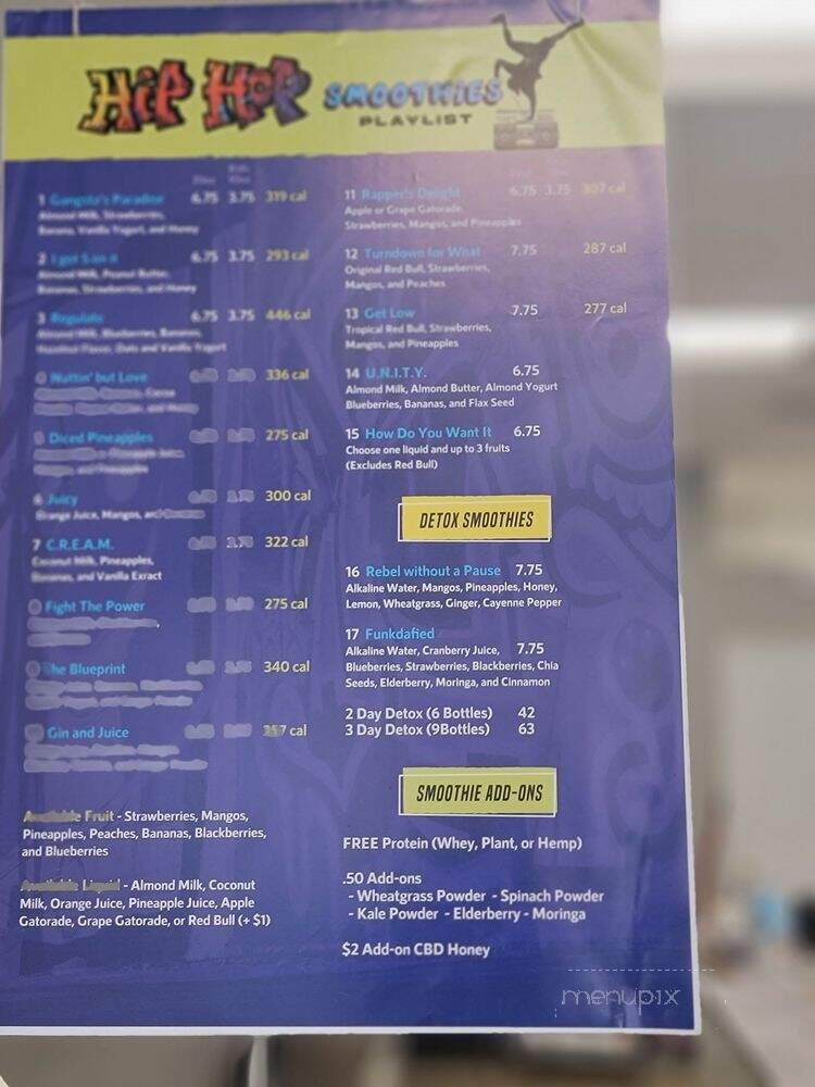 Hip Hop Smoothies - Charlotte, NC menu_pic