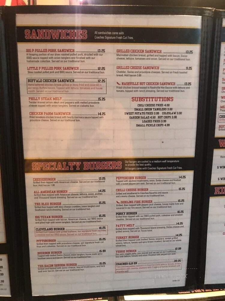 Coaches Burger Bar - Saint Clairsville, OH menu_pic