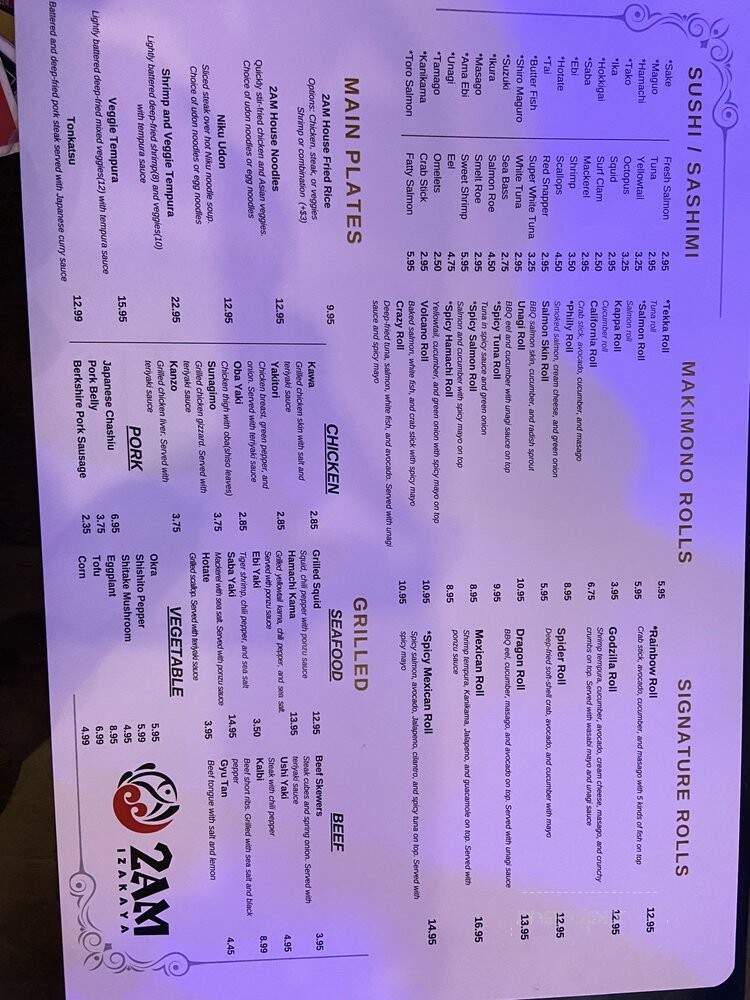 2AM Izakaya - Chicago, IL menu_pic