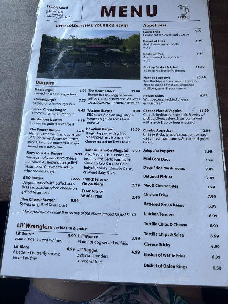 The Old Corral - Parkersburg, WV menu_pic