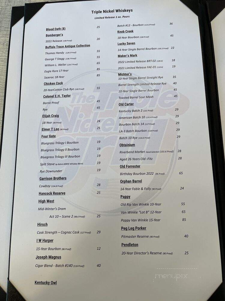 Triple Nickel Grill - Madisonville, LA menu_pic