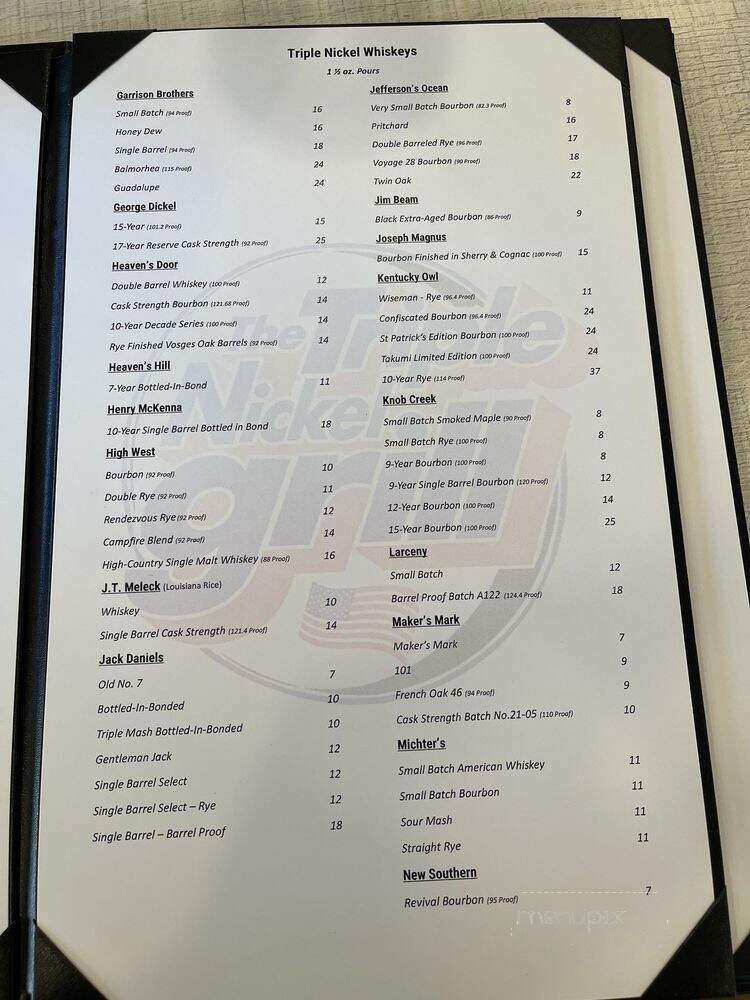 Triple Nickel Grill - Madisonville, LA menu_pic
