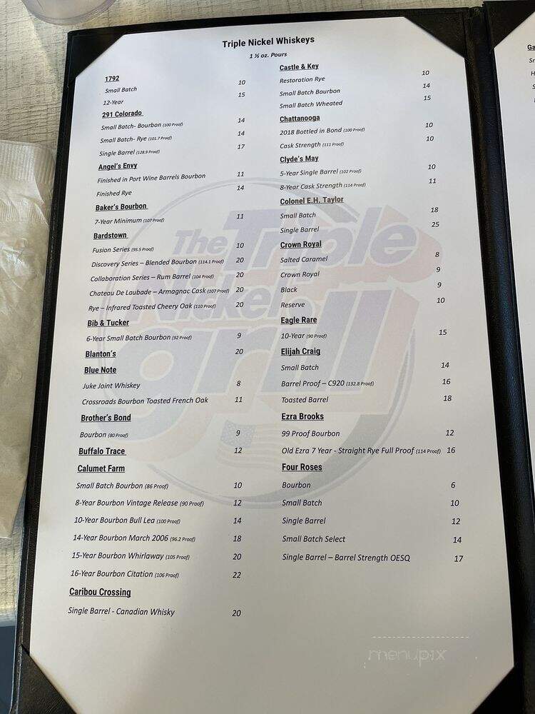 Triple Nickel Grill - Madisonville, LA menu_pic