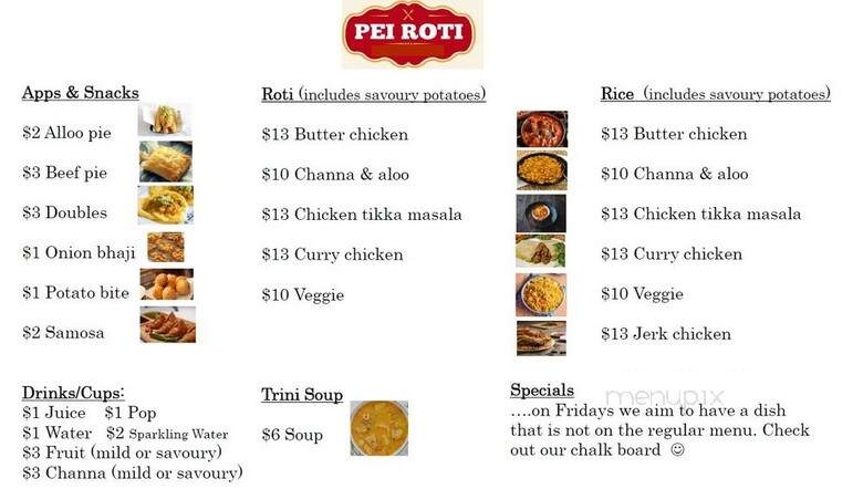 Peiroti - Summerside, PE menu_pic