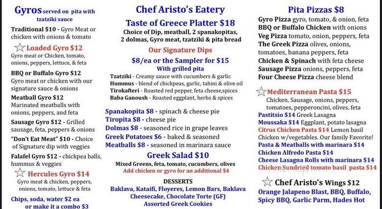 Chef Aristo's Eatery, Curbside & Catering - Lee's Summit, MO menu_pic