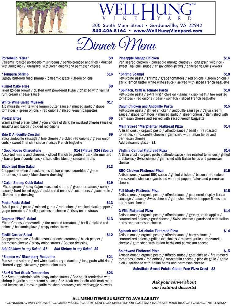 Well Hung Vineyard - Gordonsville, VA menu_pic