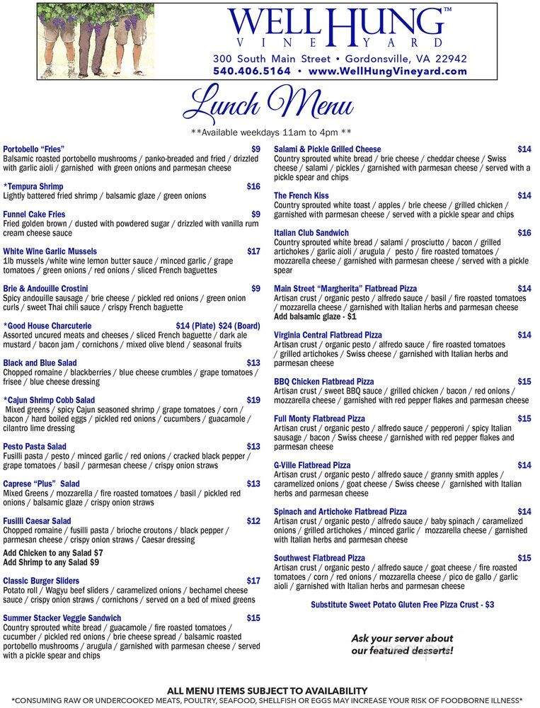 Well Hung Vineyard - Gordonsville, VA menu_pic