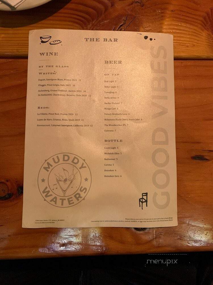 Muddy Water Gastropub - Asbury, NJ menu_pic