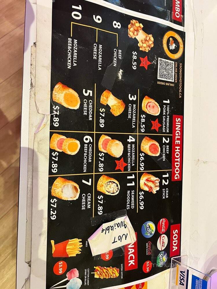 Ssong's Hotdog - Vancouver, BC menu_pic