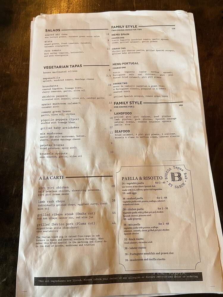 Bodega - Sherwood Park, AB menu_pic