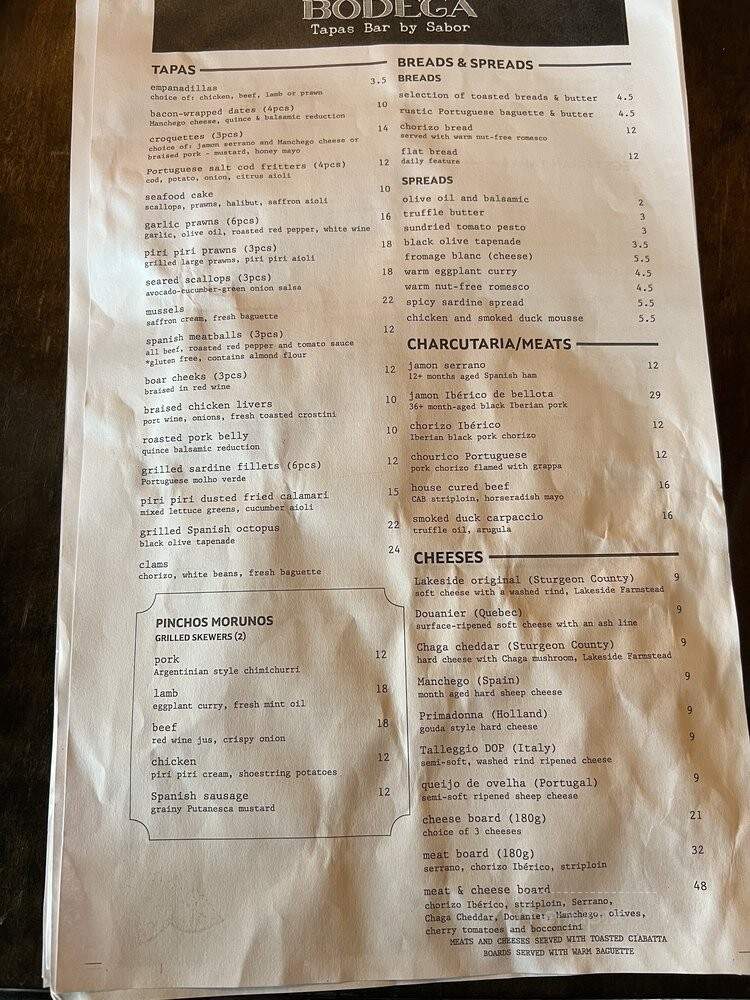 Bodega - Sherwood Park, AB menu_pic