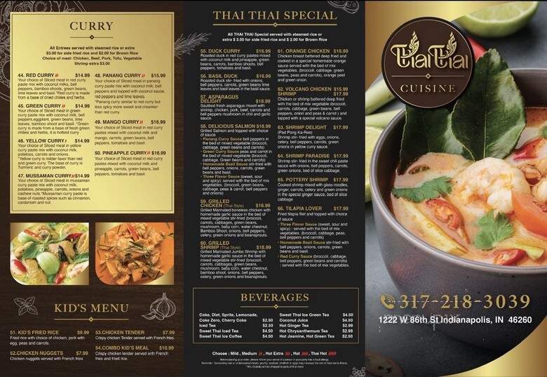 Thai Thai Cuisine - Indianapolis, IN menu_pic