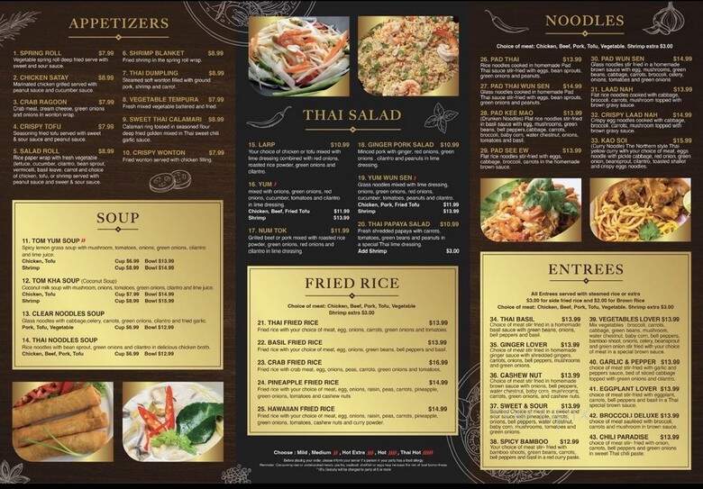 Thai Thai Cuisine - Indianapolis, IN menu_pic