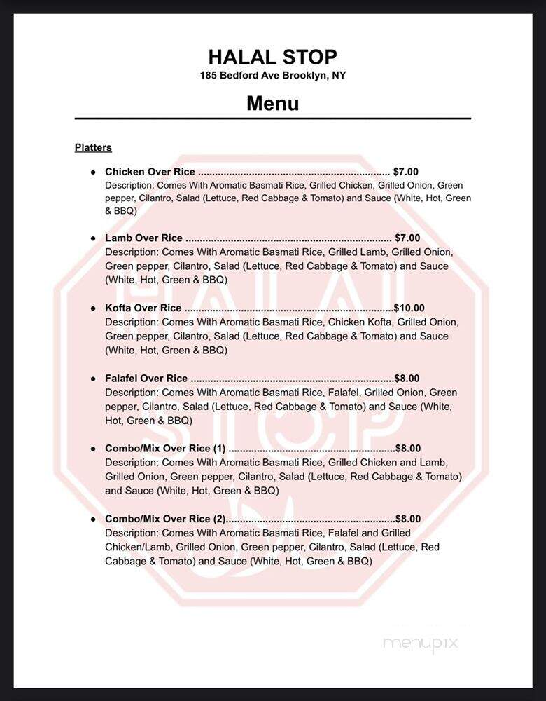 Halal Stop - Brooklyn, NY menu_pic