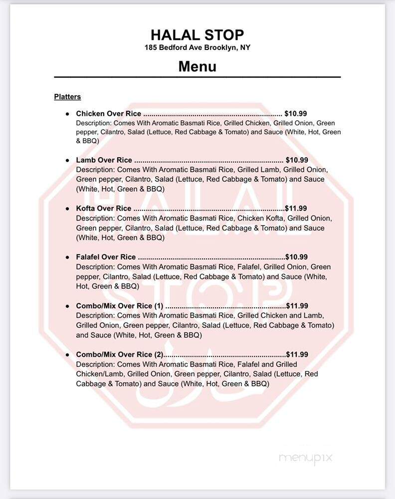Halal Stop - Brooklyn, NY menu_pic