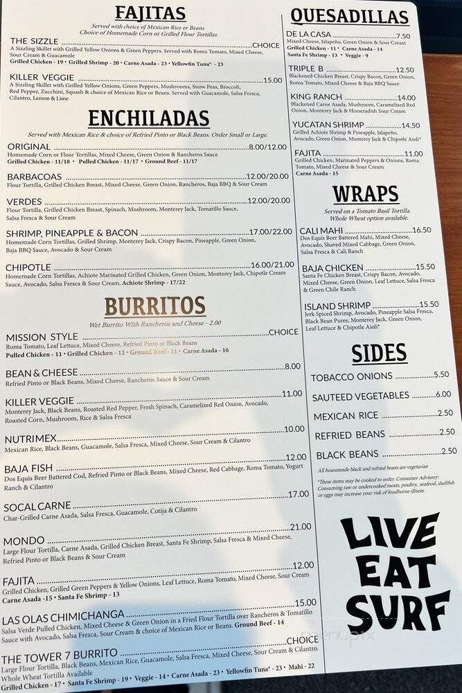 Km 38 Baja Grill - Wilmington, NC menu_pic