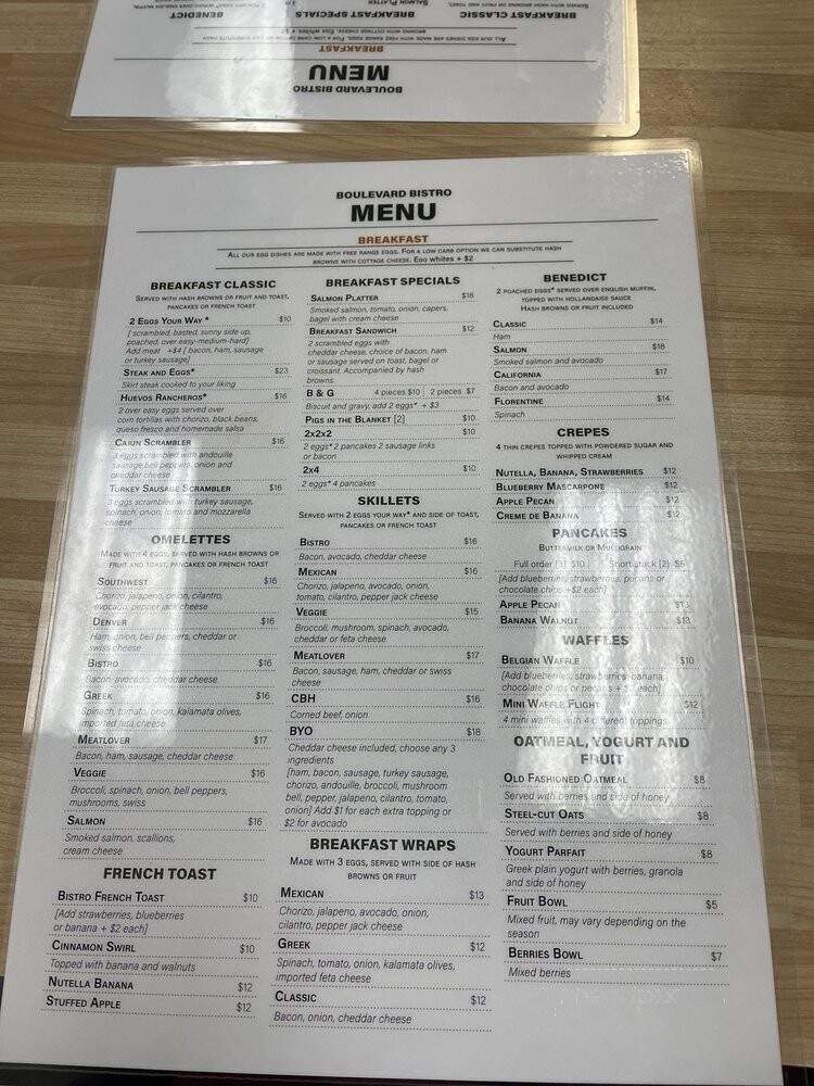 Boulevard Bistro - Chicago, IL menu_pic