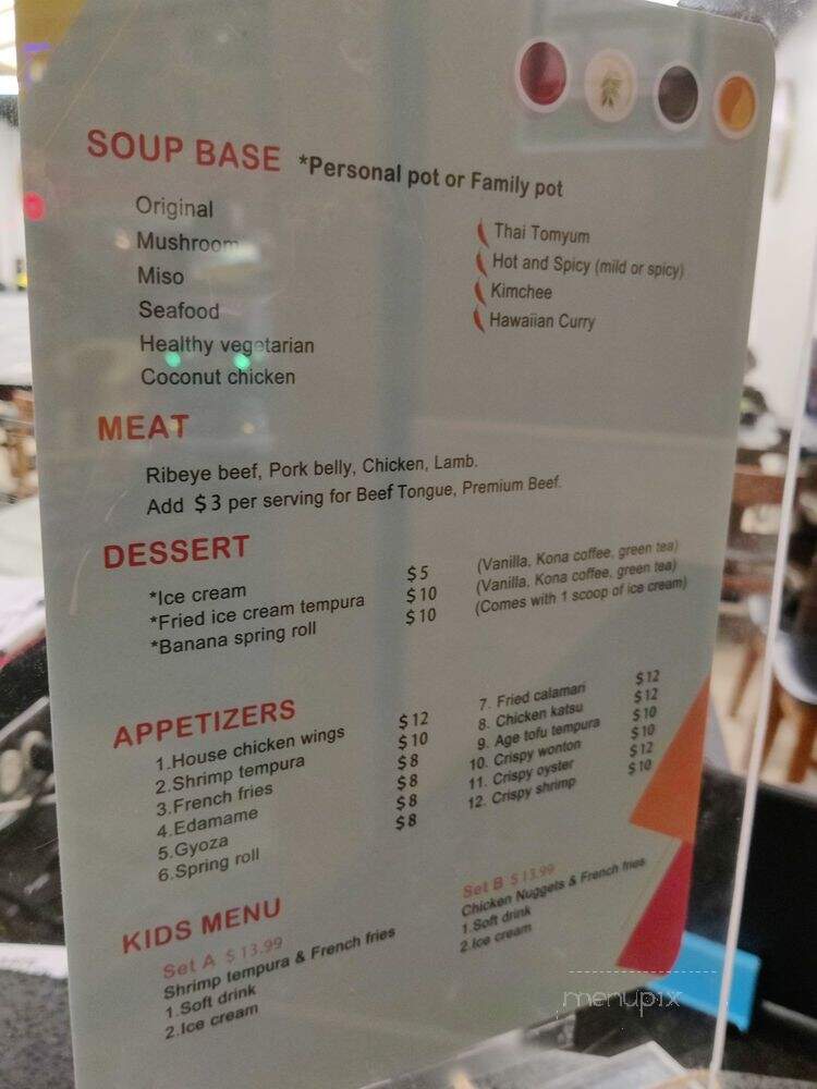 Hawaii Pot Shabu Shabu House - Kaneohe, HI menu_pic