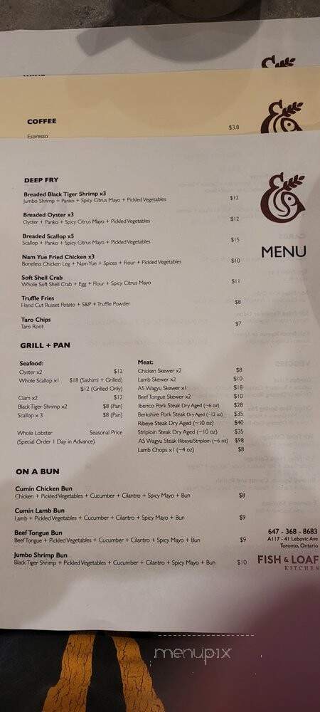 Fish & Loaf - Toronto, ON menu_pic