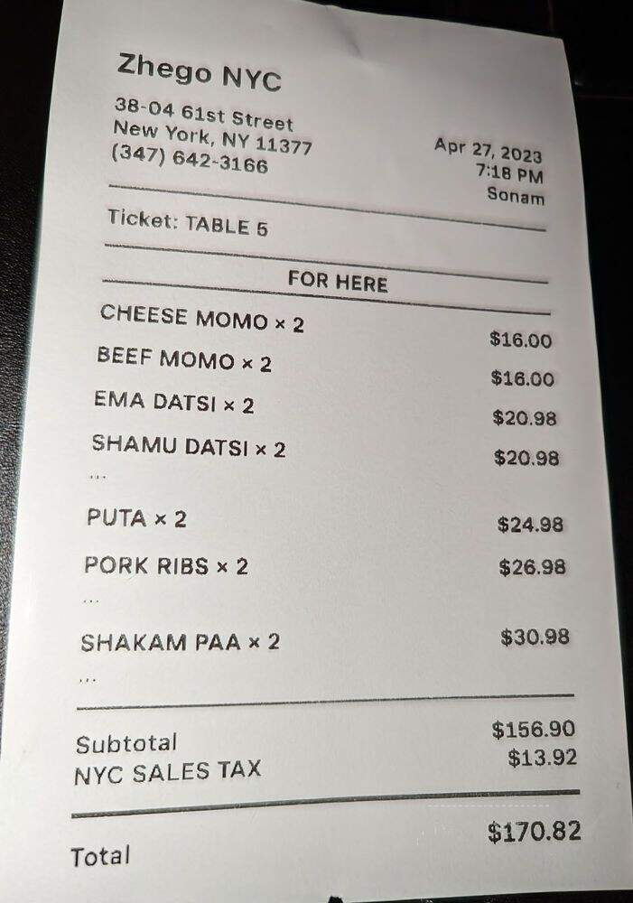 Zhego NYC - New York, NY menu_pic