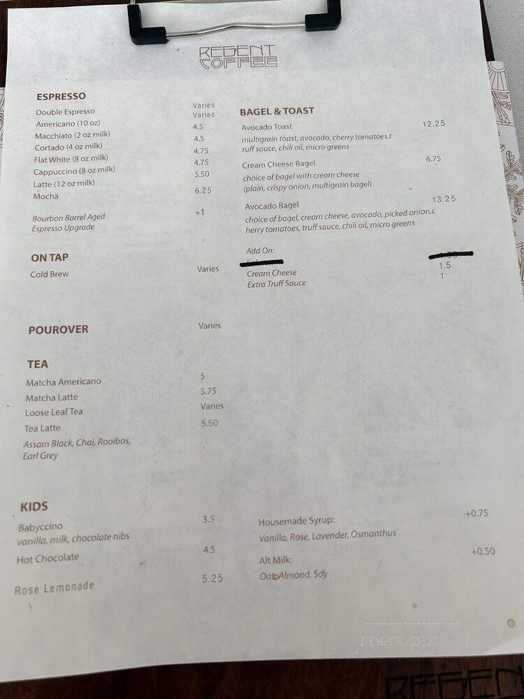 Regent Coffee Brew and Bottle House - Los Angeles, CA menu_pic