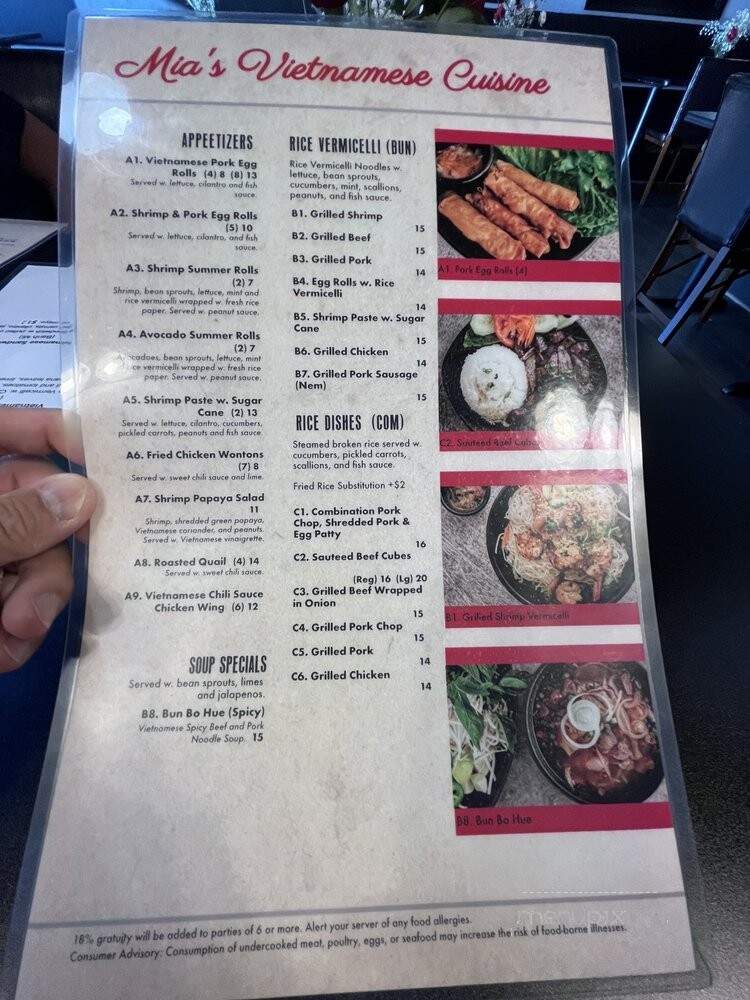 Mia's Vietnamese Cuisine - Sarasota, FL menu_pic
